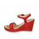 Woman's sandal with strap and platform in red suede wedge heel 9 - Available sizes:  31, 32, 33, 34, 42, 43, 44