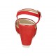 Woman's sandal with strap and platform in red suede wedge heel 9 - Available sizes:  31, 32, 33, 34, 42, 43, 44