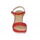 Woman's sandal with strap and platform in red suede wedge heel 9 - Available sizes:  31, 32, 33, 34, 42, 43, 44