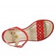 Woman's sandal with strap and platform in red suede wedge heel 9 - Available sizes:  31, 32, 33, 34, 42, 43, 44