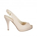 Sandalia para mujer en piel color desnudo con plataforma tacon 9