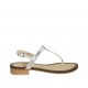 Sandale entredoigt pour femmes en cuir lamé argent talon 2 - Pointures disponibles:  42, 43, 45, 47