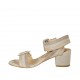 Sandalia para mujer en gamuza beis y gris pardo y piel color desnudo con hebillas tacon 5 - Tallas disponibles:  31, 43