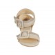 Sandalia para mujer en gamuza beis y gris pardo y piel color desnudo con hebillas tacon 5 - Tallas disponibles:  31, 43
