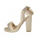 Sandalo da donna con fibbie e plateau in pelle cipria, camoscio beige e grigio tacco 10 - Misure disponibili: 32, 33, 34, 42, 43, 44, 45, 46, 47