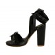 Sandalo da donna con fibbie e plateau in pelle, camoscio e vernice nera tacco 10 - Misure disponibili: 33, 34, 43, 46