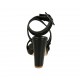 Sandalia para mujer en gamuza, piel y charol negro con hebillas y plataforma tacon 10 - Tallas disponibles:  33, 34, 43, 46