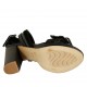 Sandalo da donna con fibbie e plateau in pelle, camoscio e vernice nera tacco 10 - Misure disponibili: 33, 34, 43, 46