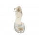 Scarpa aperta da donna con plateau e cinturino in pelle laminata argento tacco 9 - Misure disponibili: 34, 43, 44, 45, 46, 47