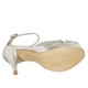 Zapato de salon abierto con plataforma y correa para mujer en piel laminada plateada tacon 9 - Tallas disponibles:  34, 43, 44, 45, 46, 47