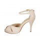 Zapato abierto para mujer con plataforma y cinturon en piel color desnudo tacon 9 - Tallas disponibles:  34, 45, 46, 47