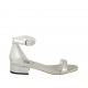 Zapato abierto con cinturon para mujer en piel laminada plateada tacon 3 - Tallas disponibles:  32, 42, 43