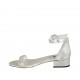 Zapato abierto con cinturon para mujer en piel laminada plateada tacon 3 - Tallas disponibles:  32, 42, 43