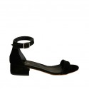 Woman's open shoe with strap in black suede heel 3