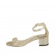 Scarpa aperta da donna con cinturino in pelle laminata platino tacco 4 - Misure disponibili: 32, 33, 34, 42, 43, 44