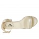 Zapato abierto con cinturon para mujer en piel laminada platino tacon 4 - Tallas disponibles:  42, 43