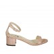 Zapato abierto con cinturon para mujer en charol estampado rosa tacon 4 - Tallas disponibles:  42, 43, 44