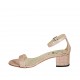 Zapato abierto con cinturon para mujer en charol estampado rosa tacon 4 - Tallas disponibles:  42, 43, 44