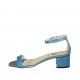 Zapato abierto con cinturon para mujer en charol estampado azul claro tacon 4 - Tallas disponibles:  34, 42, 43, 44, 45
