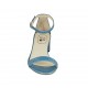 Scarpa aperta da donna con cinturino in vernice stampata azzurra tacco 4 - Misure disponibili: 32, 33, 34, 42, 43, 44, 45