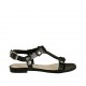 Sandale pour femmes avec goujons en cuir noir talon 1 - Pointures disponibles:  34, 44