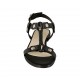 Woman's sandal with studs in black leather heel 1 - Available sizes:  34, 44