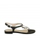 Sandalo infradito da donna in pelle nera e pelle stampata tacco 1 - Misure disponibili: 33, 34, 42, 43, 44, 45