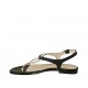 Sandalo infradito da donna in pelle nera e pelle stampata tacco 1 - Misure disponibili: 33, 43, 45