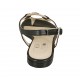 Sandalia de dedo para mujer en piel negra y imprimida tacon 1 - Tallas disponibles:  33, 43, 45
