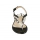 Sandalo infradito da donna in pelle nera e pelle stampata tacco 1 - Misure disponibili: 33, 34, 42, 43, 44, 45