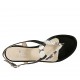 Sandalia de dedo para mujer en piel negra y imprimida tacon 1 - Tallas disponibles:  33, 43, 45