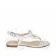 Sandalo infradito da donna in pelle bianca e laminata argento tacco 1 - Misure disponibili: 33, 43, 44