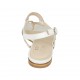Sandalo infradito da donna in pelle bianca e laminata argento tacco 1 - Misure disponibili: 33, 43, 44