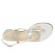 Sandale entredoigt pour femmes en cuir blanc et lamé argent talon 1 - Pointures disponibles:  33, 43, 44