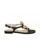 Sandalo infradito da donna in pelle nera e maculato tacco 1 - Misure disponibili: 33, 42, 43, 45