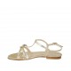 Sandale pour femmes avec boucle en cuir lamé platine talon 1 - Pointures disponibles:  33, 34, 43, 44