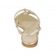 Sandale pour femmes avec boucle en cuir lamé platine talon 1 - Pointures disponibles:  33, 34, 43, 44