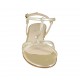 Sandalo da donna con fibbia in pelle laminata platino tacco 1 - Misure disponibili: 33, 34, 43, 44
