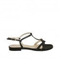 Sandalia para mujer en piel negra con hebilla tacon 1