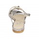 Sandalo da donna in pelle stampata multicolore con fibbia tacco 1 - Misure disponibili: 33, 34, 42, 43, 44, 45