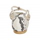 Zapato abierto para mujer con hebillas ajustables en piel imprimida blanca y negra tacon 1 - Tallas disponibles:  43, 44, 45