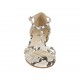 Zapato abierto para mujer con hebillas ajustables en piel imprimida blanca y negra tacon 1 - Tallas disponibles:  43, 44, 45