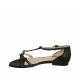 Scarpa aperta da donna con fibbie regolabili in pelle nera tacco 1 - Misure disponibili: 33, 42, 43, 44