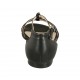 Zapato abierto para mujer con hebillas ajustables en piel negra tacon 1 - Tallas disponibles:  33, 42, 43, 44