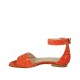 Zapato abierto para mujer con cinturon al tobillo en piel estampada naranja tacon 1 - Tallas disponibles:  34, 42, 43, 44
