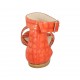 Woman's open shoe with anklestrap in orange printed leather heel 1 - Available sizes:  34, 42, 43, 44