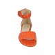 Woman's open shoe with anklestrap in orange printed leather heel 1 - Available sizes:  34, 42, 43, 44