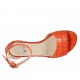 Zapato abierto para mujer con cinturon al tobillo en piel estampada naranja tacon 1 - Tallas disponibles:  34, 42, 43, 44