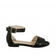 Scarpa aperta da donna con cinturino alla caviglia in pelle stampata nera tacco 1 - Misure disponibili: 33, 42, 43, 44