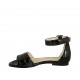 Scarpa aperta da donna con cinturino alla caviglia in pelle stampata nera tacco 1 - Misure disponibili: 33, 42, 43, 44